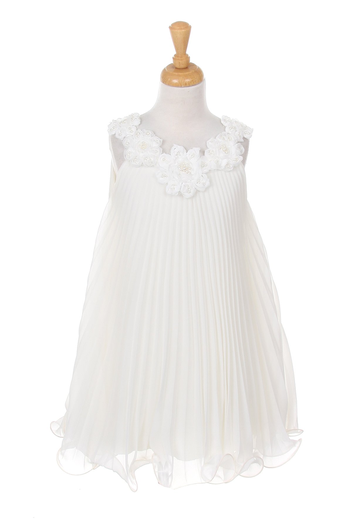 ivory pleated chiffon dress